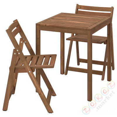 ⭐NAMMARO⭐Садовый стол i 2 складные стулья, светло-коричневое пятно⭐ИКЕА-79533868