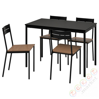 ⭐SANDSBERG / SANDSBERG⭐Таблица и 4 стулья, черный/черный, 110x67 cm⭐ИКЕА-49420410