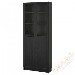 ⭐BILLY / OXBERG⭐Книжная полка пара Drzв панелях/стаканan, черныйподражание. дуб, 80x30x202 cm⭐ИКЕА-89483325