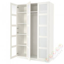 ⭐PAX / BERGSBO⭐Комбинация шкафов, белый/матовое стекло/Белый, 150x60x236 cm⭐ИКЕА-39480273