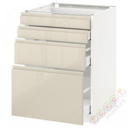 ⭐METOD / MAXIMERA⭐Бывший 4 пт/4шу, белый/Voxtorpглянцевый светло-бежевый, 60x60 cm⭐ИКЕА-49143432