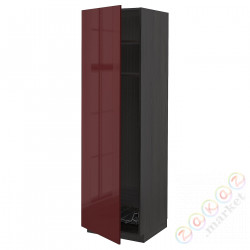 ⭐METOD⭐Высокий шкаф, полки/докторuciany, черный калларп/темно-красно-коричневый блеск, 60x60x200 cm⭐ИКЕА-49464404