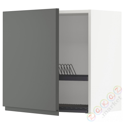 ⭐METOD⭐Навесной шкаф с сушилкой для посуды, белый/Voxtorpтемно-серый, 60x60 cm⭐ИКЕА-59458445