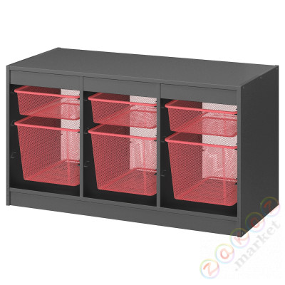 ⭐TROFAST⭐Книжный шкаф с контейнерами, Серый/ярко-красный, 99x44x56 cm⭐ИКЕА-19515103