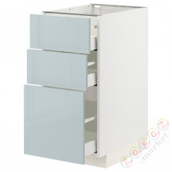 ⭐METOD / MAXIMERA⭐Напольный шкаф с 3 ящики, белый/Kallarp jasnoсерый-синий, 40x60 cm⭐ИКЕА-19479195