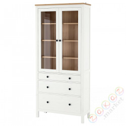 ⭐HEMNES⭐Сайт с3 ящики, белое пятно/светло-коричневый, 90x197 cm⭐ИКЕА-50413507