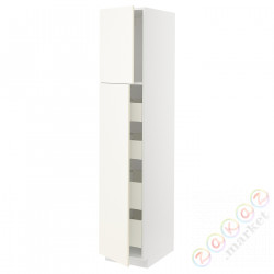 ⭐METOD / MAXIMERA⭐Шкаф, высота 2дверь/4лопата, белый/Vallstena белый, 40x60x200 cm⭐ИКЕА-49507427