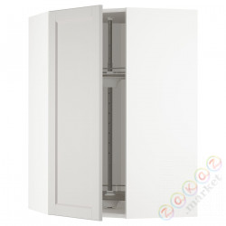 ⭐METOD⭐Шкаф навесной угловой с каруселью, белый/Lerhyttan светло-серый, 68x100 cm⭐ИКЕА-49274480