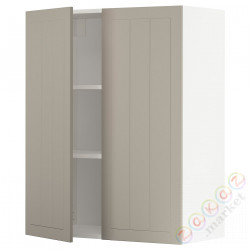 ⭐METOD⭐Навесной шкаф с полками/2 дверь, белый/Stensund бежевый, 80x100 cm⭐ИКЕА-39468346