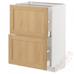 ⭐METOD / MAXIMERA⭐Напольный шкаф с 2 ящики, белый/Forsbacka дуб, 60x37 cm⭐ИКЕА-29509272
