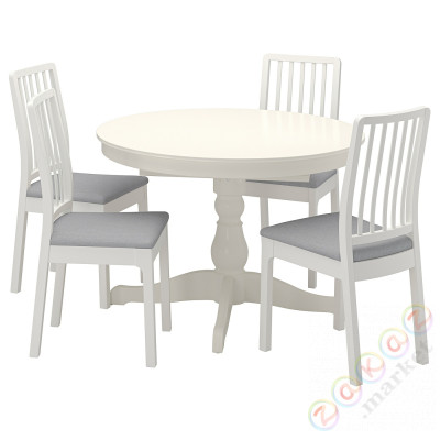 ⭐INGATORP / EKEDALEN⭐Таблица и 4 стулья, белый белый/Orrsta светло-серый, 110/155 cm⭐ИКЕА-19482701