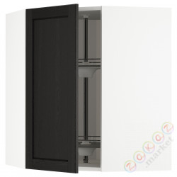 ⭐METOD⭐Шкаф навесной угловой с каруселью, белый/Lerhyttan черный морилка, 68x80 cm⭐ИКЕА-09257581