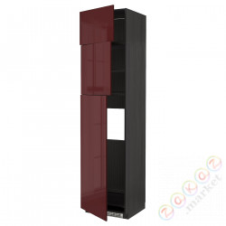 ⭐METOD⭐В ряду из 3 Drz, черный калларп/темно-красно-коричневый блеск, 60x60x240 cm⭐ИКЕА-29463924