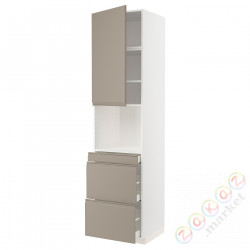 ⭐METOD / MAXIMERA⭐Обувь для микрокомбо дверь/3шу, белый/Upplöv матciemnoбежевый, 60x60x240 cm⭐ИКЕА-89491759