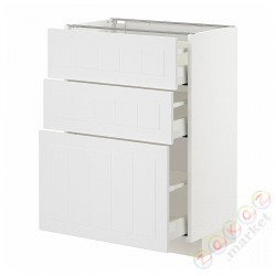 ⭐METOD / MAXIMERA⭐Напольный шкаф с 3 ящики, белый/Stensund белый, 60x37 cm⭐ИКЕА-39409516