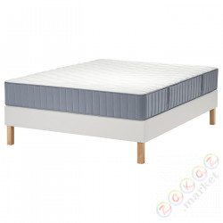 ⭐LYNGOR⭐Континентальная кровать, Вогстранда средней твердости/jasnoсиний белый, 140x200 cm⭐ИКЕА-49553914