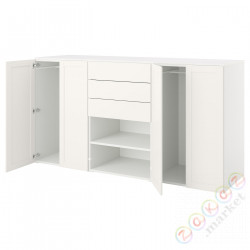 ⭐PLATSA⭐Гардероб4 дверь+3 ящики, белый FONNES белый/Саннидал Белый, 240x57x123 cm⭐ИКЕА-19425150