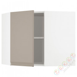 ⭐METOD⭐Навесной угловой шкаф с полками, белый/Upplöv матciemnoбежевый, 68x60 cm⭐ИКЕА-79492392