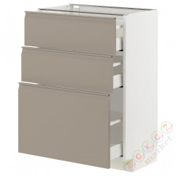 ⭐METOD / MAXIMERA⭐Напольный шкаф с 3 ящики, белый/Upplöv матciemnoбежевый, 60x37 cm⭐ИКЕА-39492394