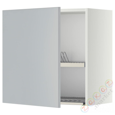 ⭐METOD⭐Навесной шкаф с сушилкой для посуды, белый/Veddinge Серый, 60x60 cm⭐ИКЕА-49455857