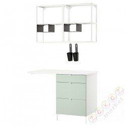 ⭐ENHET⭐Книжный шкаф, белый/бледно-серо-зеленый, 121.5x63.5x222 cm⭐ИКЕА-29496811