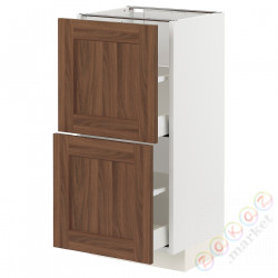 ⭐METOD / MAXIMERA⭐Напольный шкаф с 2 ящики, белый Enköping/коричневый орех, 40x37 cm⭐ИКЕА-79475081