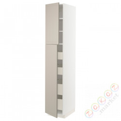 ⭐METOD / MAXIMERA⭐Шкаф, высота 2дверь/4лопата, белый/Stensund бежевый, 40x60x220 cm⭐ИКЕА-39459257