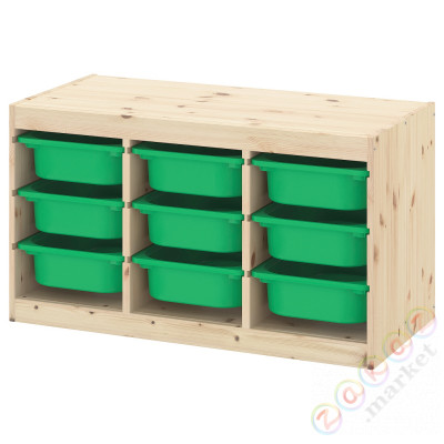 ⭐TROFAST⭐Книжный шкаф с контейнерами, светлая беленая сосна/зеленый, 93x44x52 cm⭐ИКЕА-59331550