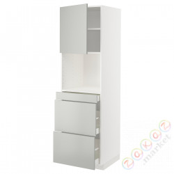 ⭐METOD / MAXIMERA⭐Обувь для микрокомбо дверь/3шу, белый/Havstorp светло-серый, 60x60x200 cm⭐ИКЕА-39538938