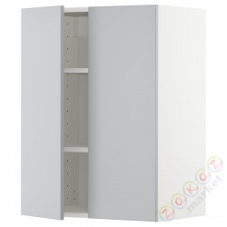 ⭐METOD⭐Навесной шкаф с полками/2 дверь, белый/Veddinge Серый, 60x80 cm⭐ИКЕА-79469136