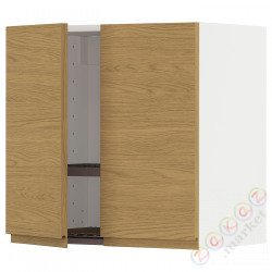 ⭐METOD⭐Навесной шкаф с крылом для сушки/2 дверь, белый/Voxtorpподражание. дуб, 60x60 cm⭐ИКЕА-59538640