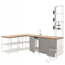 ⭐ENHET⭐Угловая кухня, белый/серая рамка⭐ИКЕА-89485640