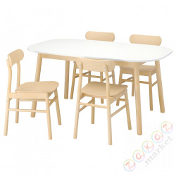 ⭐VEDBO / RONNINGE⭐Таблица и 4 стулья, белый/береза, 160x95 cm⭐ИКЕА-19306878