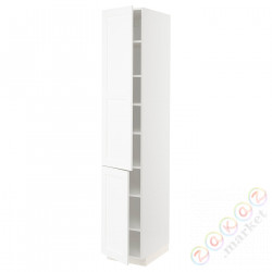 ⭐METOD⭐Высокий шкаф с полками/2Drz, белый Enköping/белый имитация дерева, 40x60x220 cm⭐ИКЕА-59473511