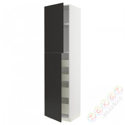 ⭐METOD / MAXIMERA⭐Шкаф, высота 2дверь/4лопата, белый/Nickebo матантрацит, 60x60x240 cm⭐ИКЕА-29498339