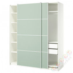 ⭐PAX / MEHAMN⭐Шкаф с раздвижными дверьми дверь, белый/2str светло-зеленый, 200x66x236 cm⭐ИКЕА-39551736