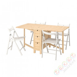 ⭐NORDEN / TERJE⭐Таблица и 4 стулья, складывание береза/белый, 26/89/152 cm⭐ИКЕА-49442493