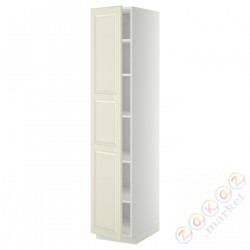 ⭐METOD⭐Высокий шкаф/полки, белый/Bodbyn сливочный, 40x60x200 cm⭐ИКЕА-39464292