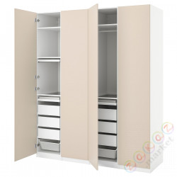 ⭐PAX / REINSVOLL⭐Комбинация шкафов, белый/серо-бежевый, 200x60x236 cm⭐ИКЕА-69336284