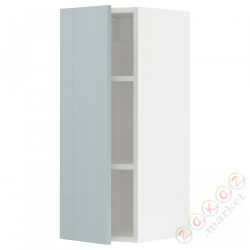 ⭐METOD⭐Навесной шкаф с полками, белый/Kallarp jasnoсерый-синий, 30x80 cm⭐ИКЕА-99479728