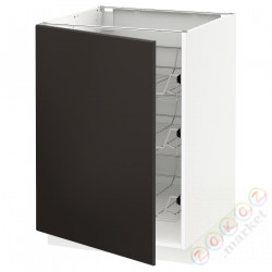 ⭐METOD⭐Гардероб с проволочной корзиной, белый/Кунгсбака антрацит, 60x60 cm⭐ИКЕА-49455287