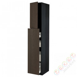 ⭐METOD / MAXIMERA⭐Sза wys сwys 4шу/1Drz/2половина, черный/Sinarp коричневый, 40x60x220 cm⭐ИКЕА-19466517