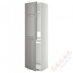 ⭐METOD⭐Шкаф, высокий лед/проживающий, белый/Bodbyn Серый, 60x60x220 cm⭐ИКЕА-69925659