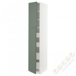 ⭐METOD / MAXIMERA⭐Шкаф, высота 2дверь/4лопата, белый/Bodarp серо-зеленый, 40x60x220 cm⭐ИКЕА-99457401