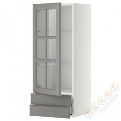 ⭐METOD / MAXIMERA⭐Sза c стакан Drz/2 шу, белый/Bodbyn Серый, 40x100 cm⭐ИКЕА-79394971