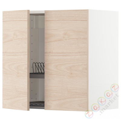 ⭐METOD⭐Навесной шкаф с крылом для сушки/2 дверь, белый/Askersund яркий узор ясеня, 60x60 cm⭐ИКЕА-59469552