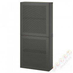 ⭐BESTA⭐настенный шкаф/2 дверь, темно-серый/Mörtviken темно-серый, 60x22x128 cm⭐ИКЕА-09508122