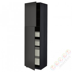 ⭐METOD / MAXIMERA⭐Шкаф, высота 2дверь/4лопата, черный/Nickebo матантрацит, 60x60x220 cm⭐ИКЕА-69499092