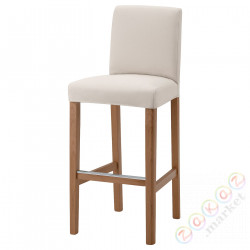 ⭐BERGMUND⭐Барный стул со спинкой, подражание. дуб/Халларп бежевый, 75 cm⭐ИКЕА-79388215