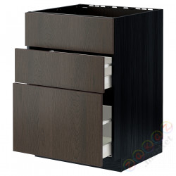 ⭐METOD / MAXIMERA⭐Постоянный шкаф/капюшон zint. с ящиками, черный/Sinarp коричневый, 60x60 cm⭐ИКЕА-79477513